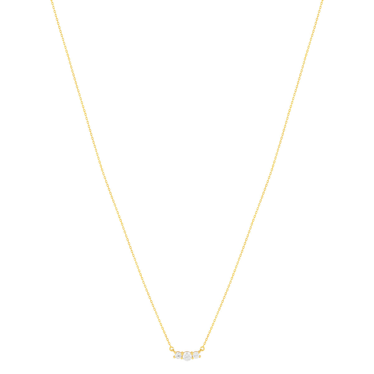 Collier or 375 jaune zirconias, 45 cm