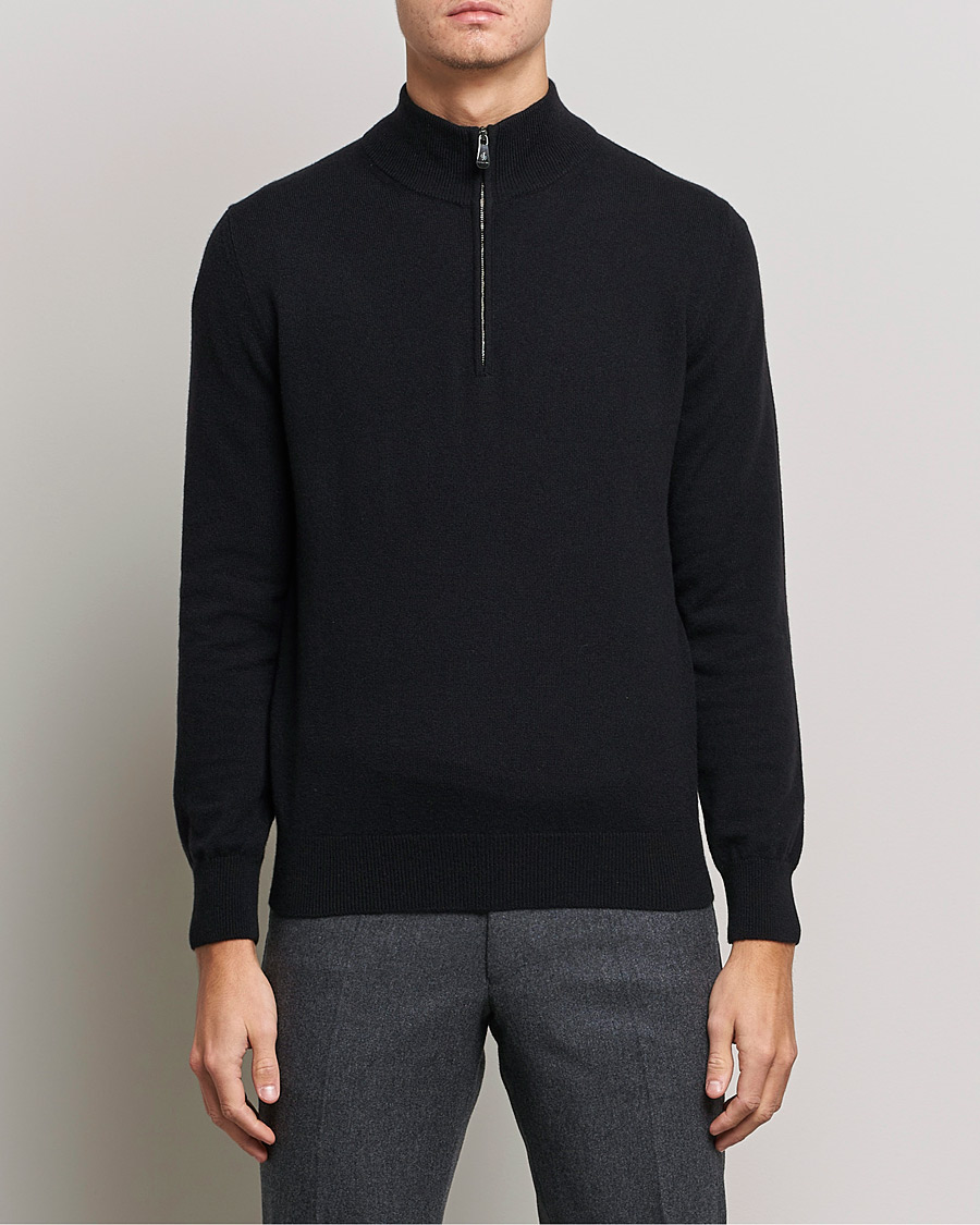 Piacenza Cashmere Cashmere Half Zip Sweater Black