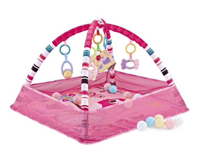 Baby Spielbogen Erlebnismatte Krabbel Decke inkl. Bunte Bälle - Rosa