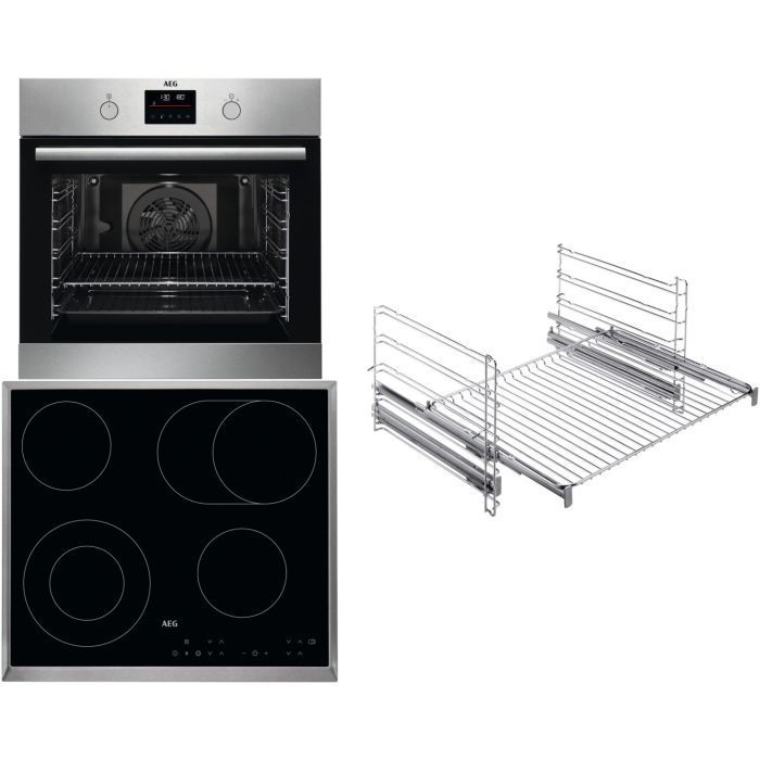 AEG Einbau-Backofen-Set mit Kochfeld und Vollauszug TEAMB121P2