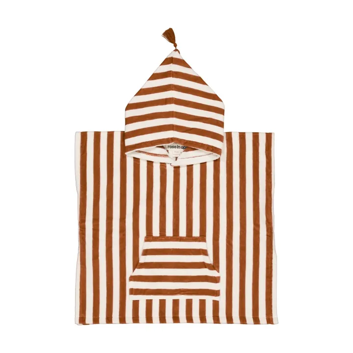 Rose in April Poncho de bain Suzon rayé | Camel