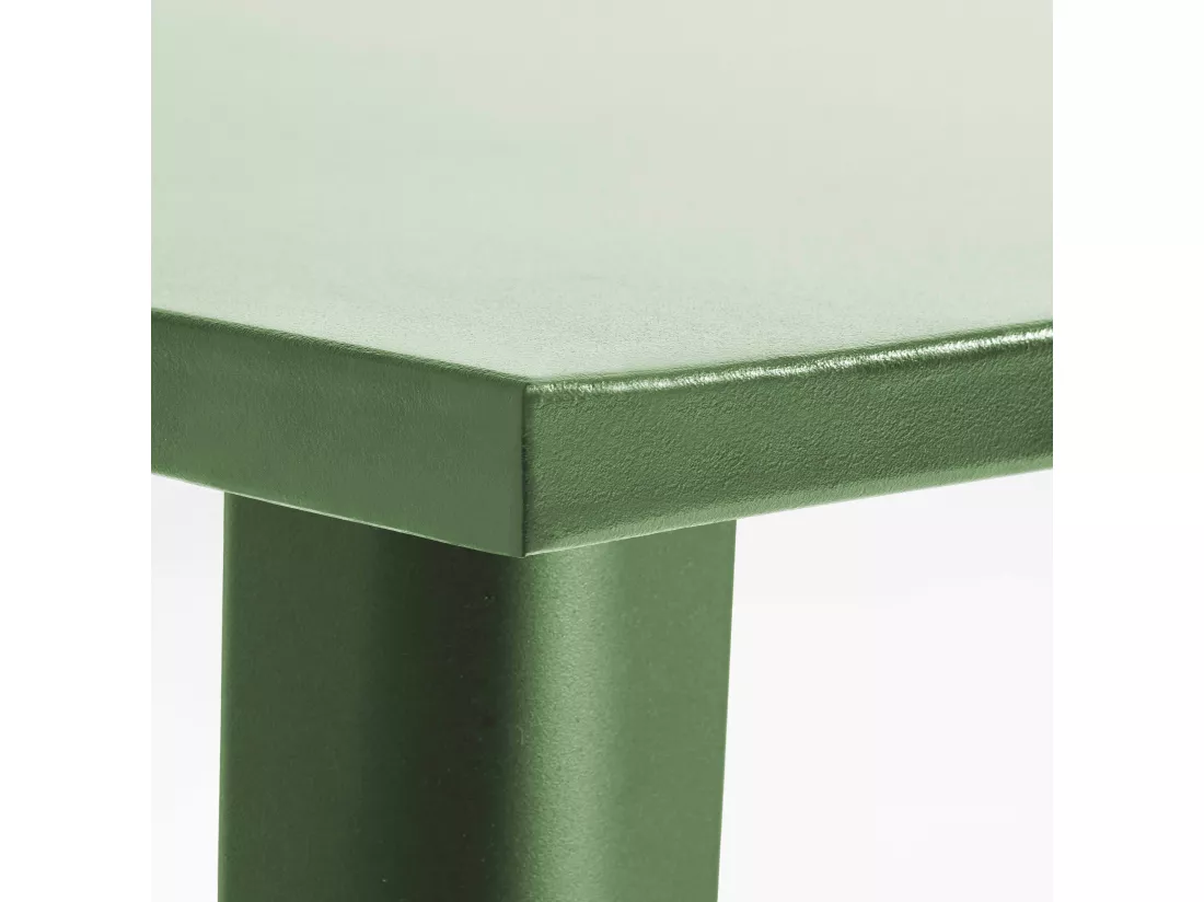 Table haute de jardin et 4 tabourets en métal vert cactus