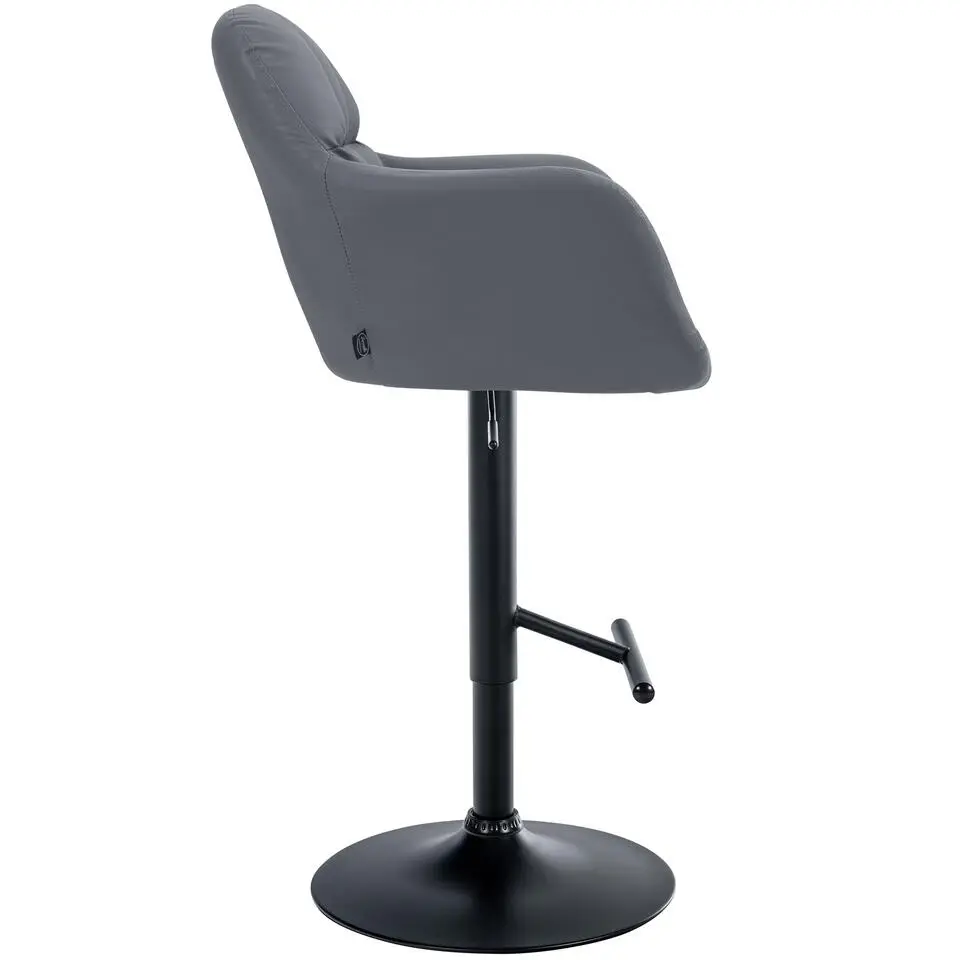CLP Barkruk Natoma zwart Frame - Kunstleer - grijs