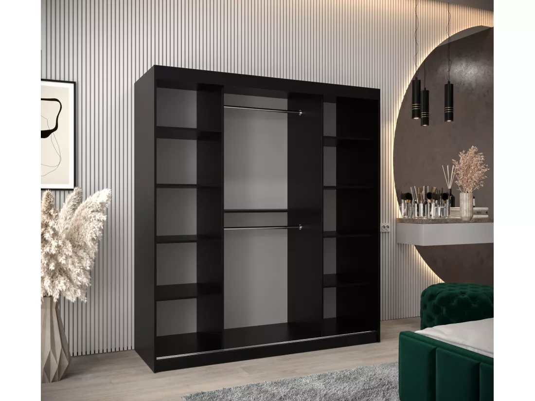 Armoire Tokyo 1 À Portes Coulissantes 200/180/62 2 portes (Noir/Noir)