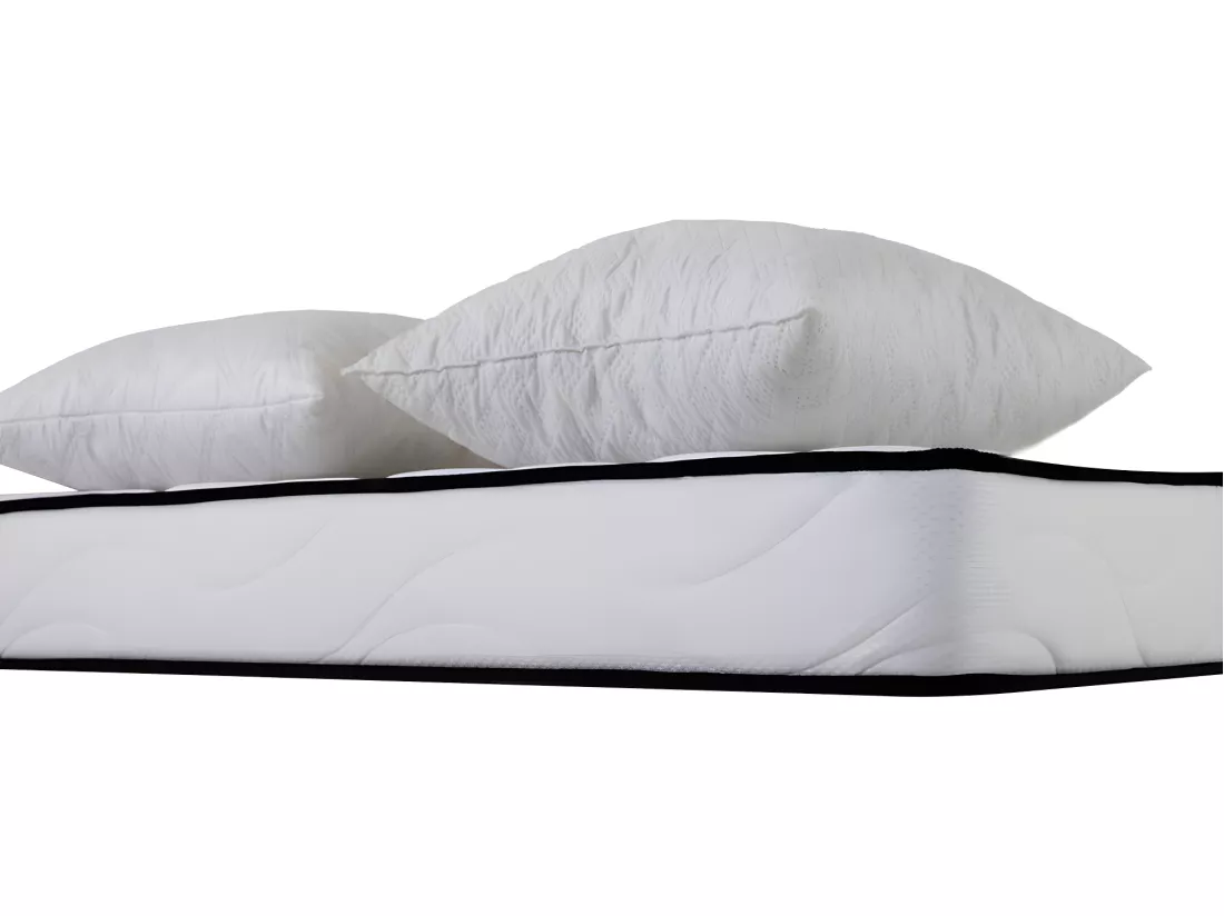 Matelas mousse Confort 140x190cm - mousse - 18 cm - 2 Oreillers accueil mémoire de forme 60x60cm