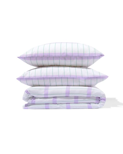 housse de couette en coton doux 200x200/220 blocs lilas