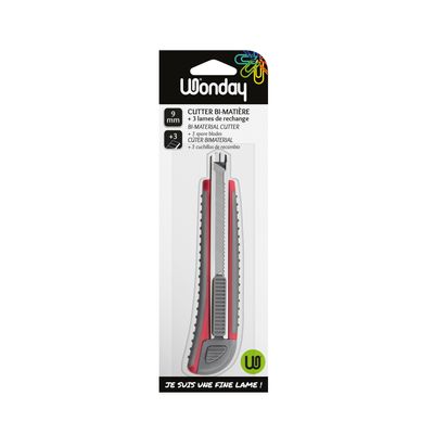 Wonday - Cutter rétractable - autobloquant - 9.5 mm + 3 lames