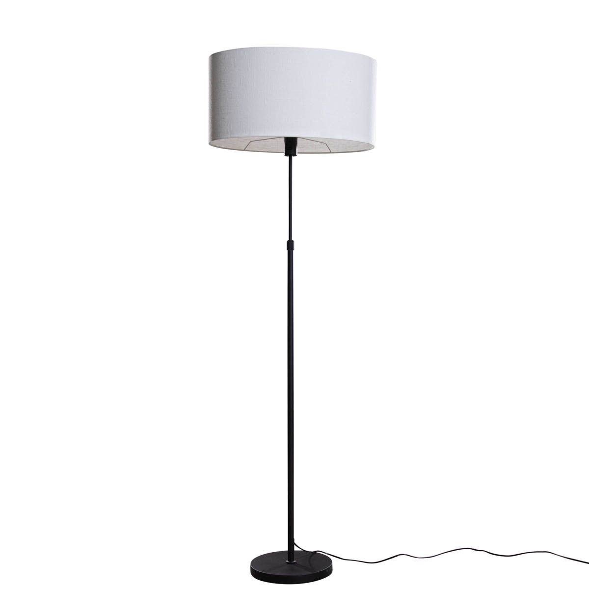 Vloerlamp zwart met ovale linnen kap wit 50cm - Parte