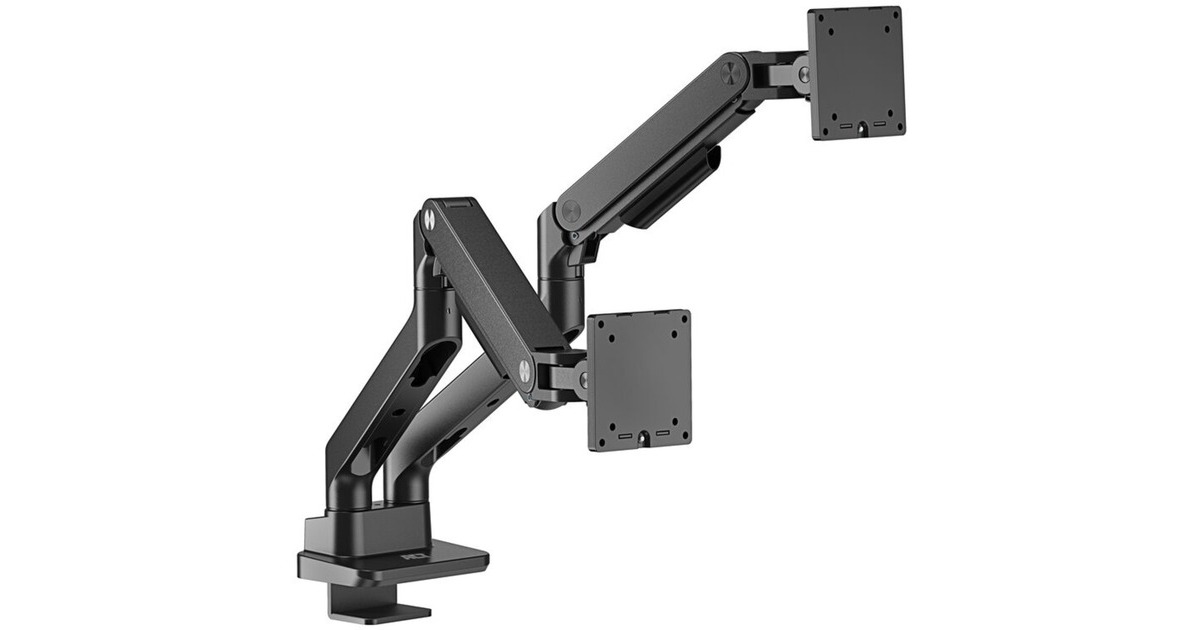 ACT ConnectivityMonitorarm office premium, gasveer, 2 monitoren  (Zwart)