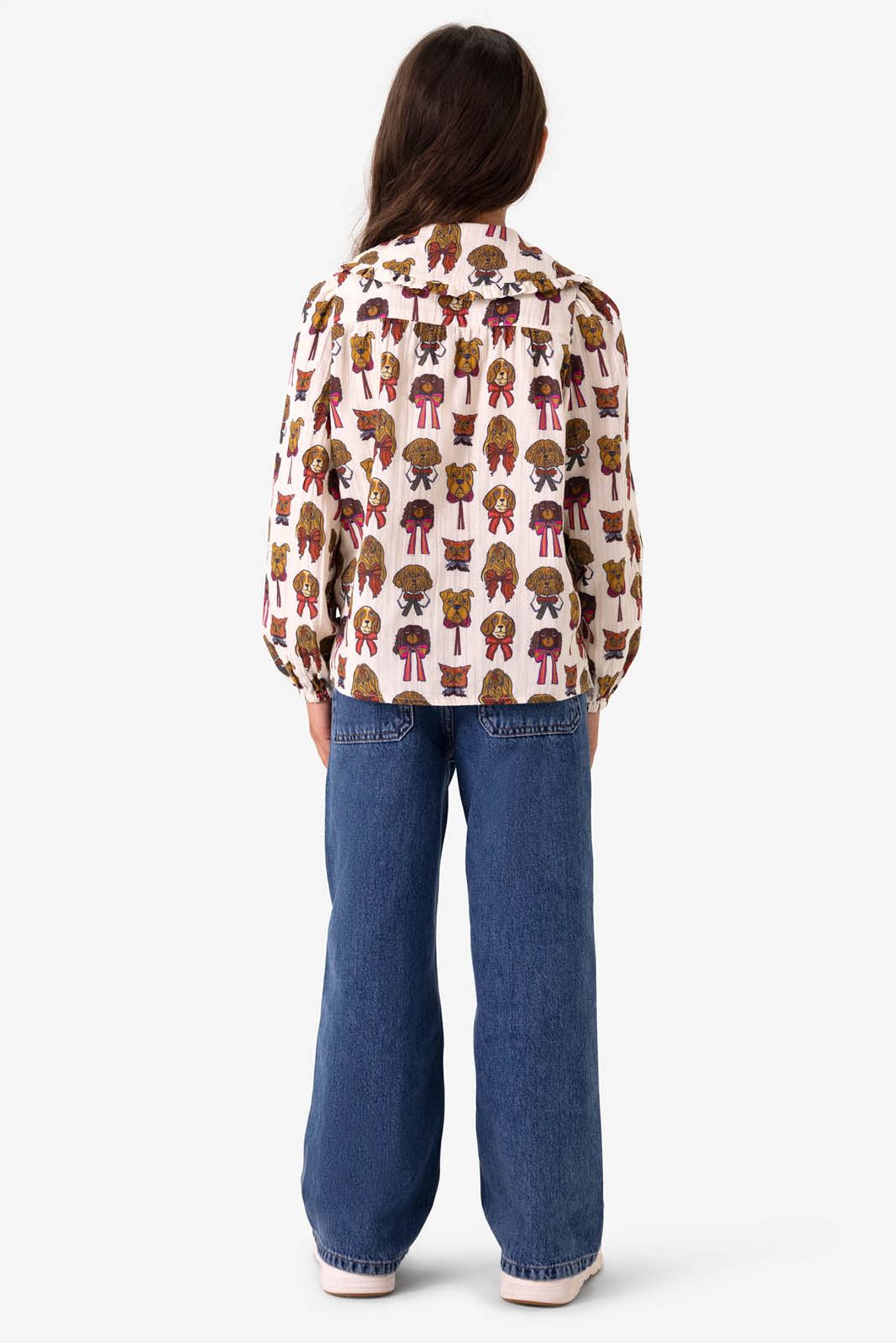 Off white blouse met hondenprint