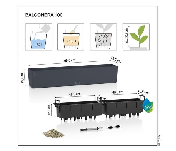 LECHUZA® Kunststoff-Kasten Balconera Stone,