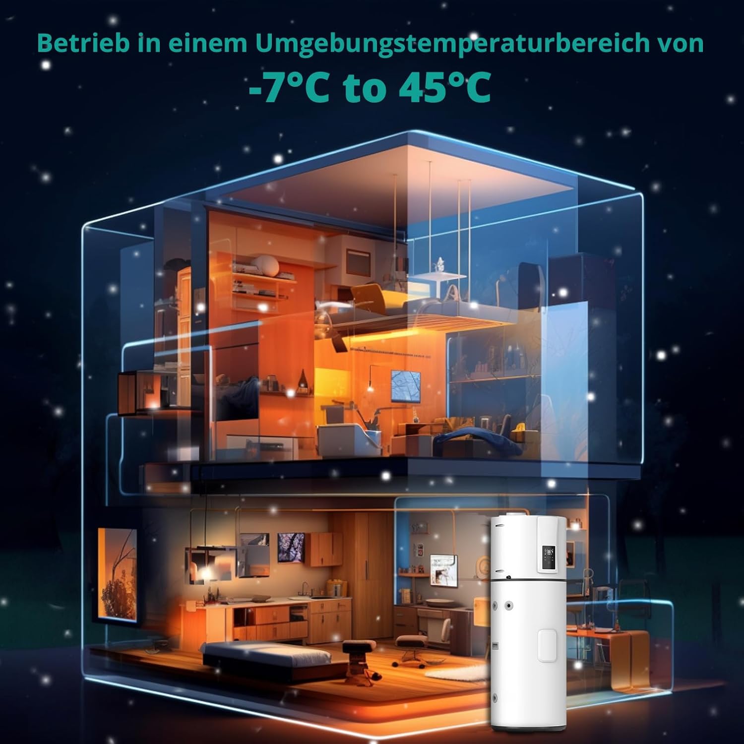 Wärmepumpen Vertikale 246 L, R290 Luft-Wasser-Wärmepumpe für Villen, Hotels, Ferienwohnungen, Gewerbe und den Außenbereich, Leise 50 dB, Schnelle Aufheizung auf 75°C, WiFi