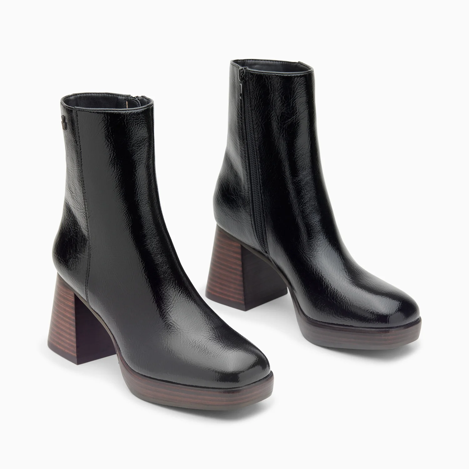 Bottines-Bottines Marina noires à plateforme et talon bois