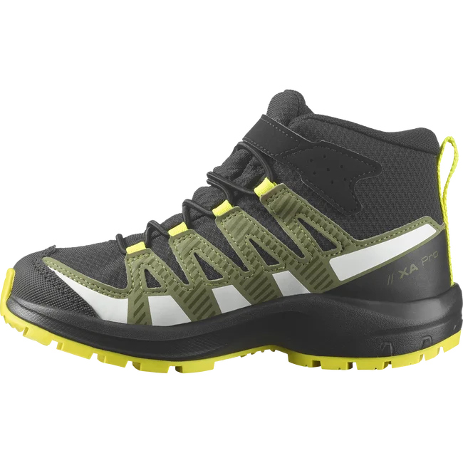 XA PRO V8 MID CLIMASALOMON™ WATERPROOF  Junior - Schuhe Kids Black/DeepLichenGreen/SafetyYellow