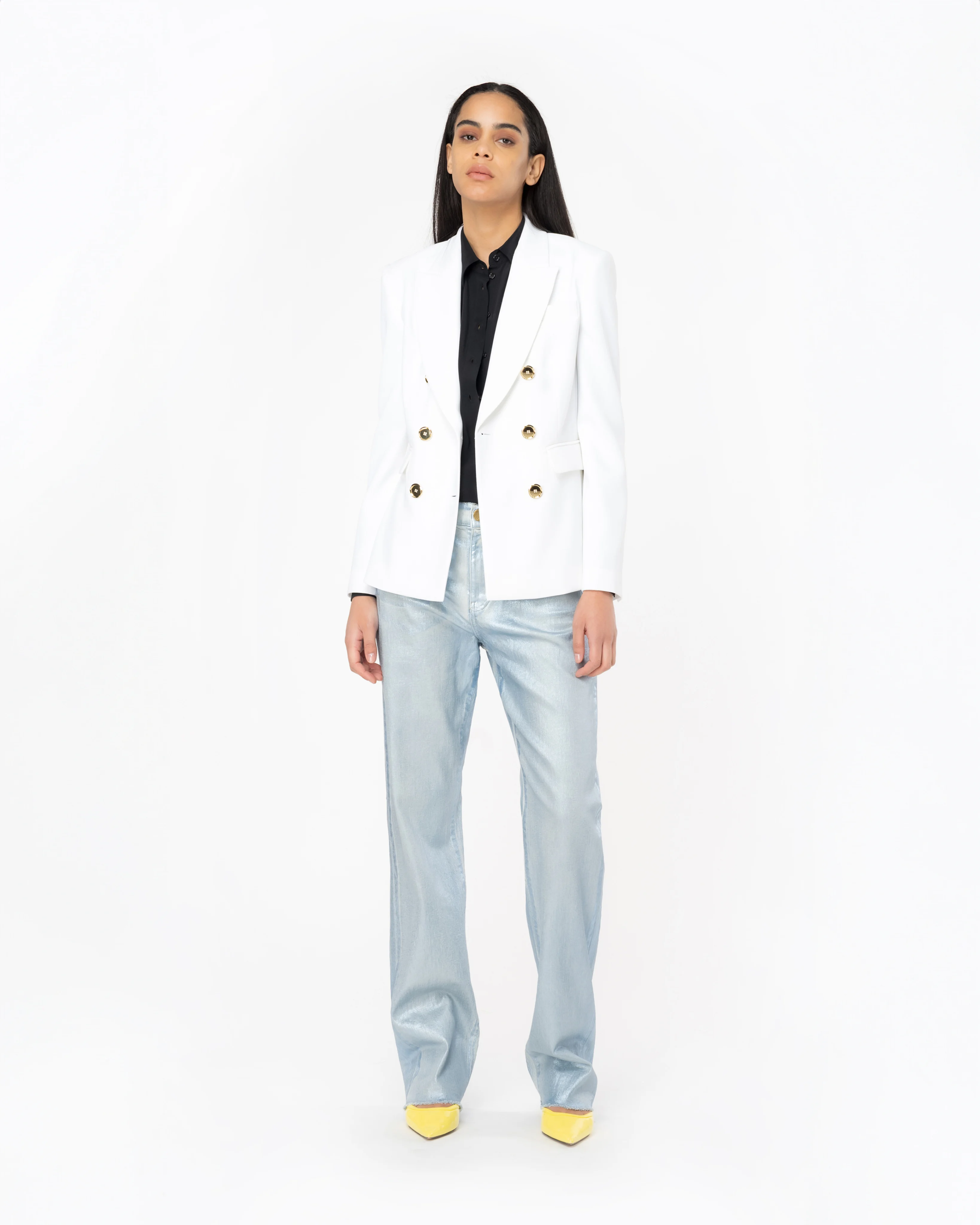 Blazer croisé avec boutons | Blanc