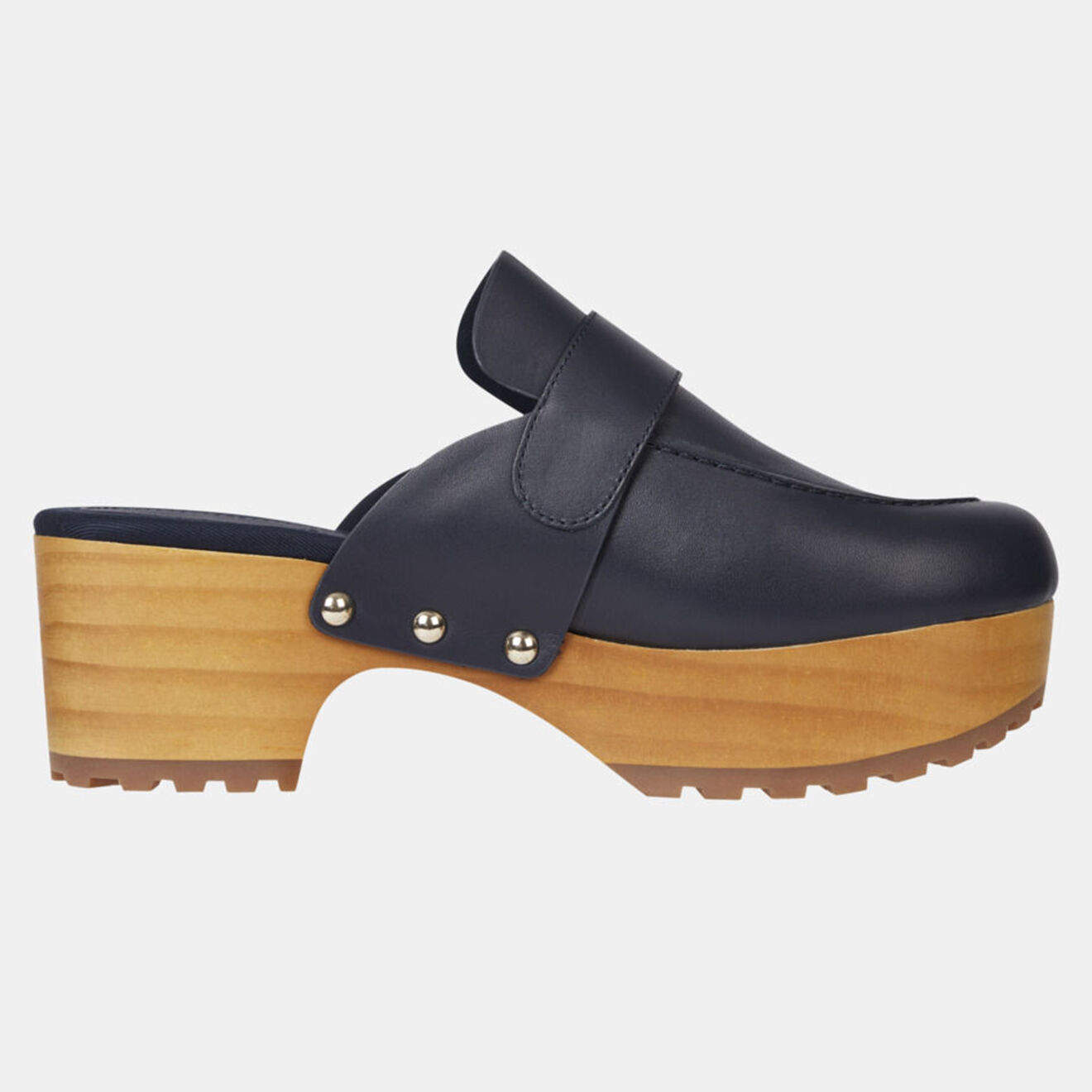 Tommy Hilfiger Sabots en Cuir Hardware Mid bleu marine