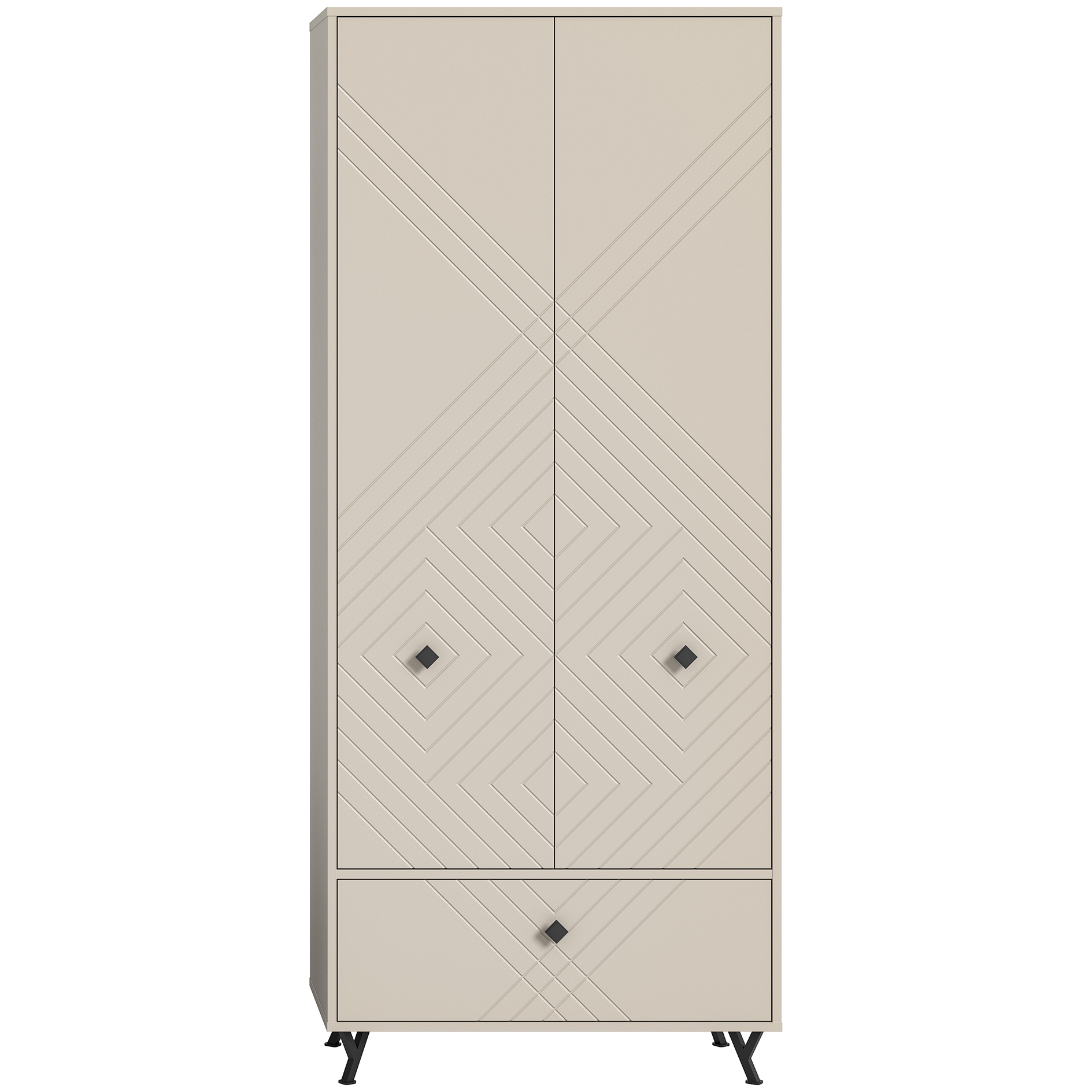 Garderobenschrank NOTES - sandbeige matt - 190 cm hoch
