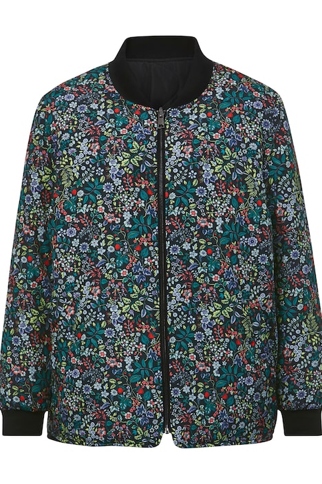Stepp-Wendejacke, Stepp in Farbe/Blumen, Collegekragen, Langarm