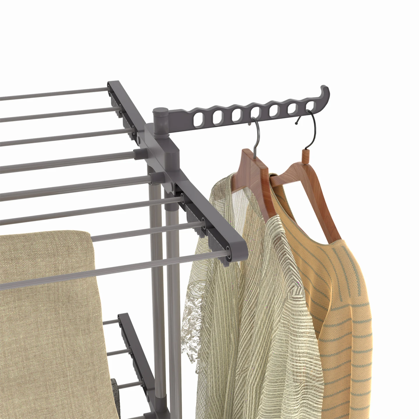 Séchoir à linge vertical pliable et extensible 3 niveaux MAXI capacité 40M inox et gris