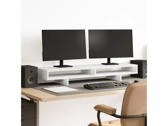 Support de moniteur blanc 100x27x15 cm bois d'ingénierie