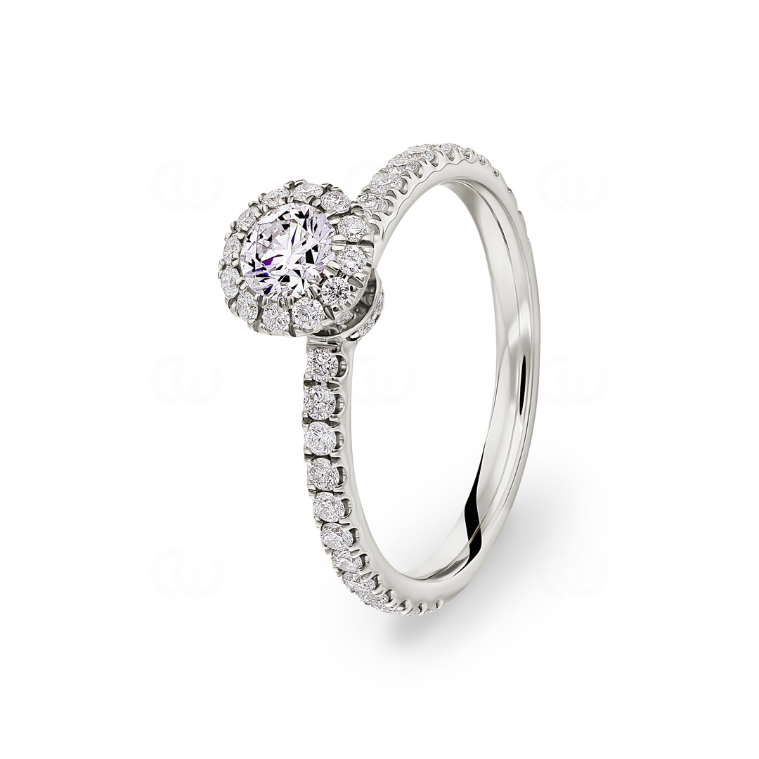 Halo Diamantring 750/18 K Weissgold 0.89 ct G/si