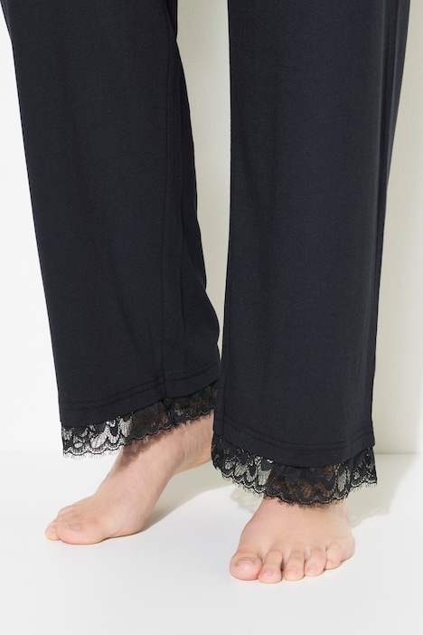 Pyjama, Spitzeneinsatz, V-Ausschnitt, 3/4-Arm