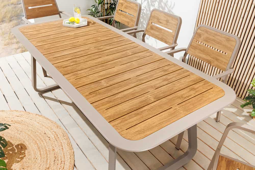 Outdoor Esstisch ORGANIC 200cm natur Kunststoff greige Aluminium Gartentisch wetterfest
