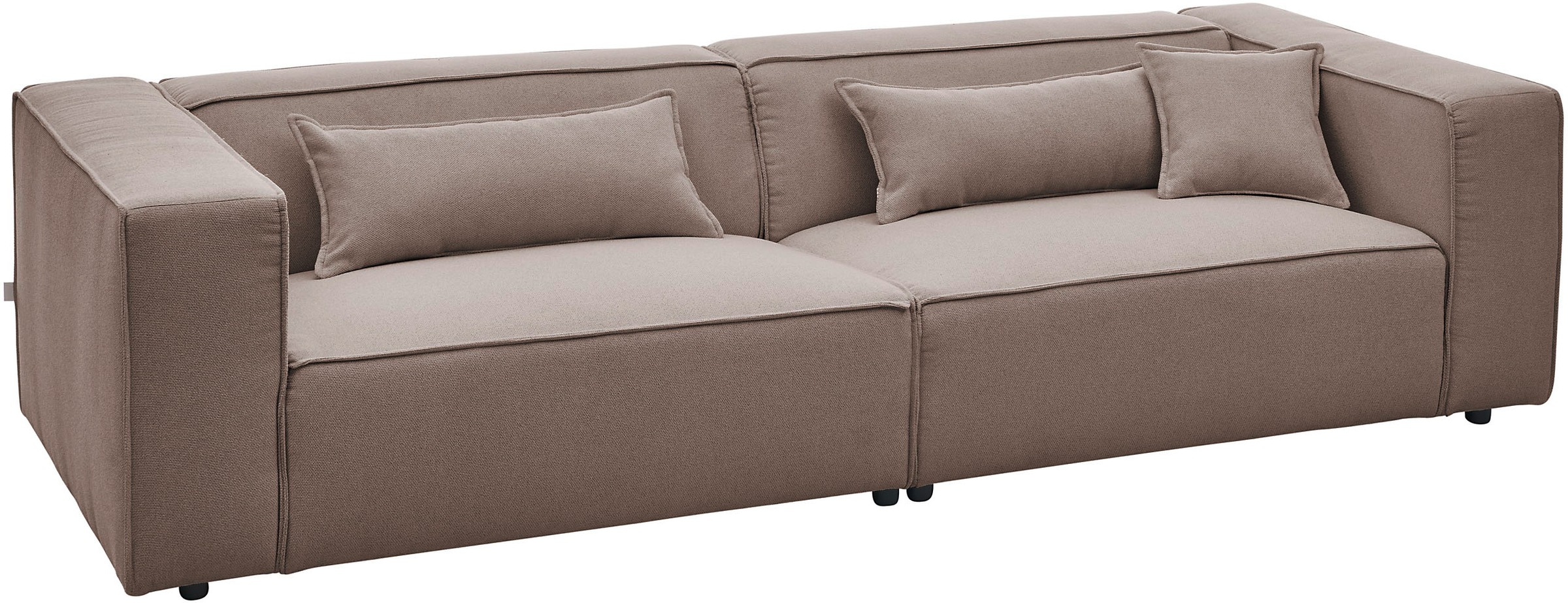 LeGer Home by Lena Gercke 3-Sitzer »PIARA, Couch mit Kedernaht, Sofa in Cord, Leinenoptik o. Strukturstoff« schwarze Füsse, bequemer Sitzkomfort