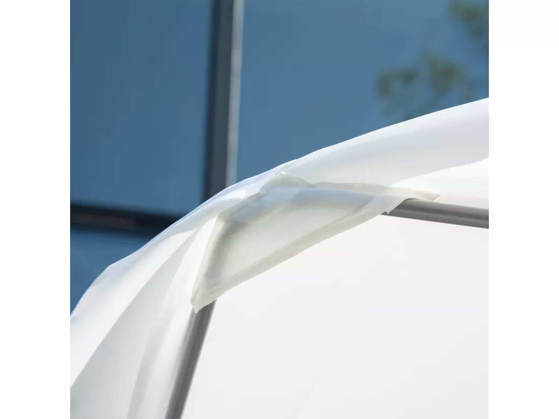 Bain de soleil 2 places lit de jardin design contemporain toit réglable 2 roulettes 2 oreillers acier époxy polyester crème