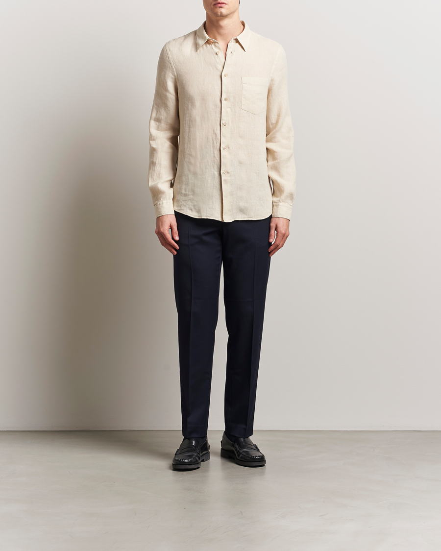 PS Paul Smith Tailored Fit Linen Shirt Beige