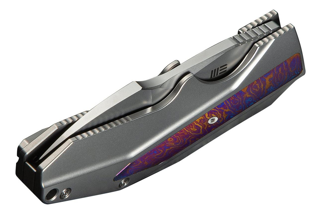 WE Knife Coral WE24044-4, Polished Bead Blasted CPM 20CV, Polished Bead Blasted Titanium, Timascus Inlay zakmes, Gustavo T. Cecchini design