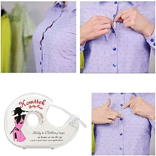 (5m) Selbstklebendes Fashion Tape Doppelseitiges Körper Klebeband inkl. Spender - Transparent