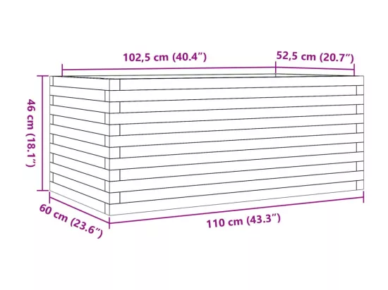 Jardinière bac lit surélevé bois marron 110 x 60 x 46 cm 02_0037373