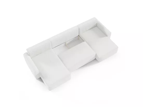 Canapé U 5 places convertible coffre Valentin bouclé Blanc
