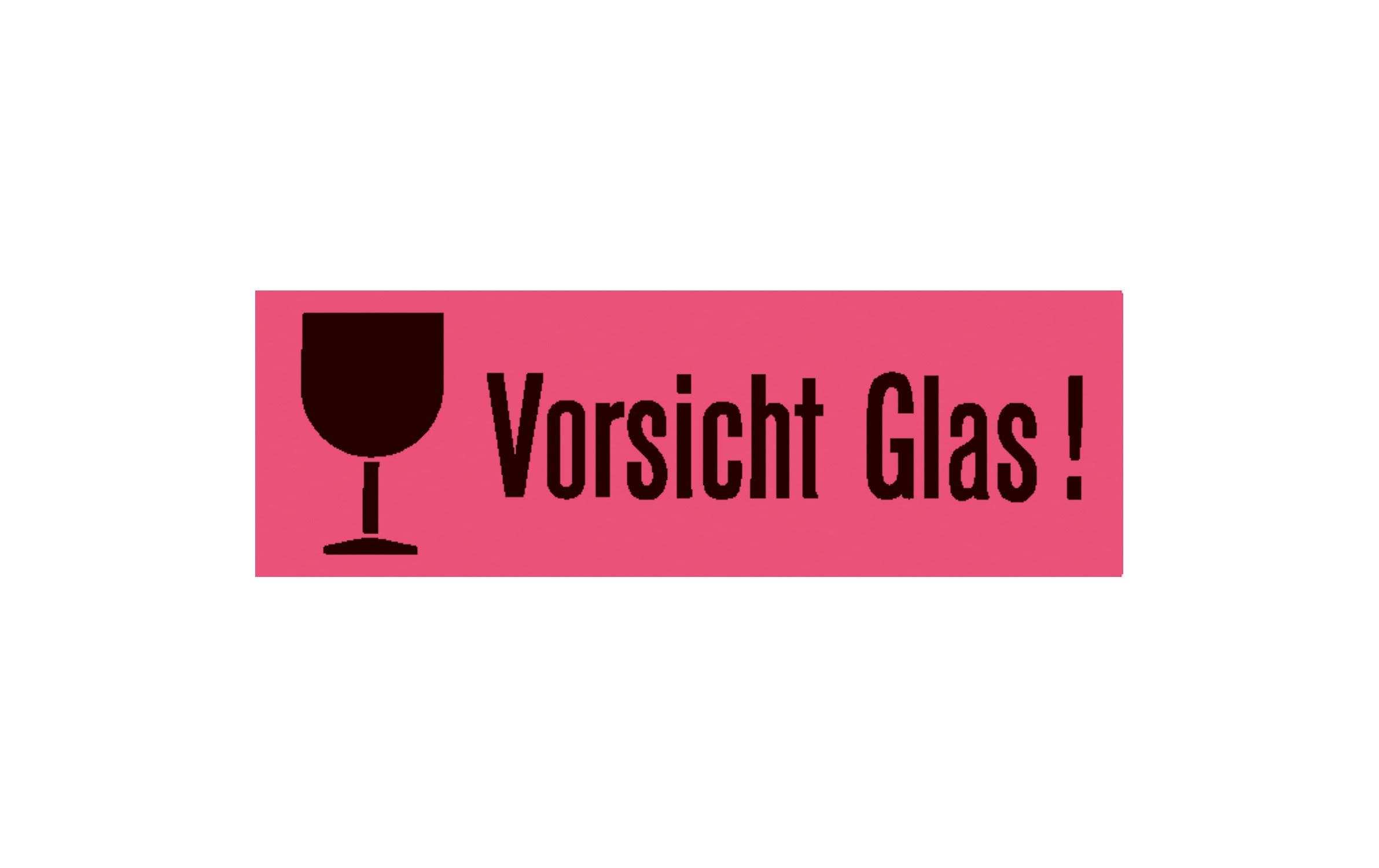Text-Etiketten 39 x 118 mm Vorsicht Glas, 1000 StückHinweisetiketten Vorsicht Glas