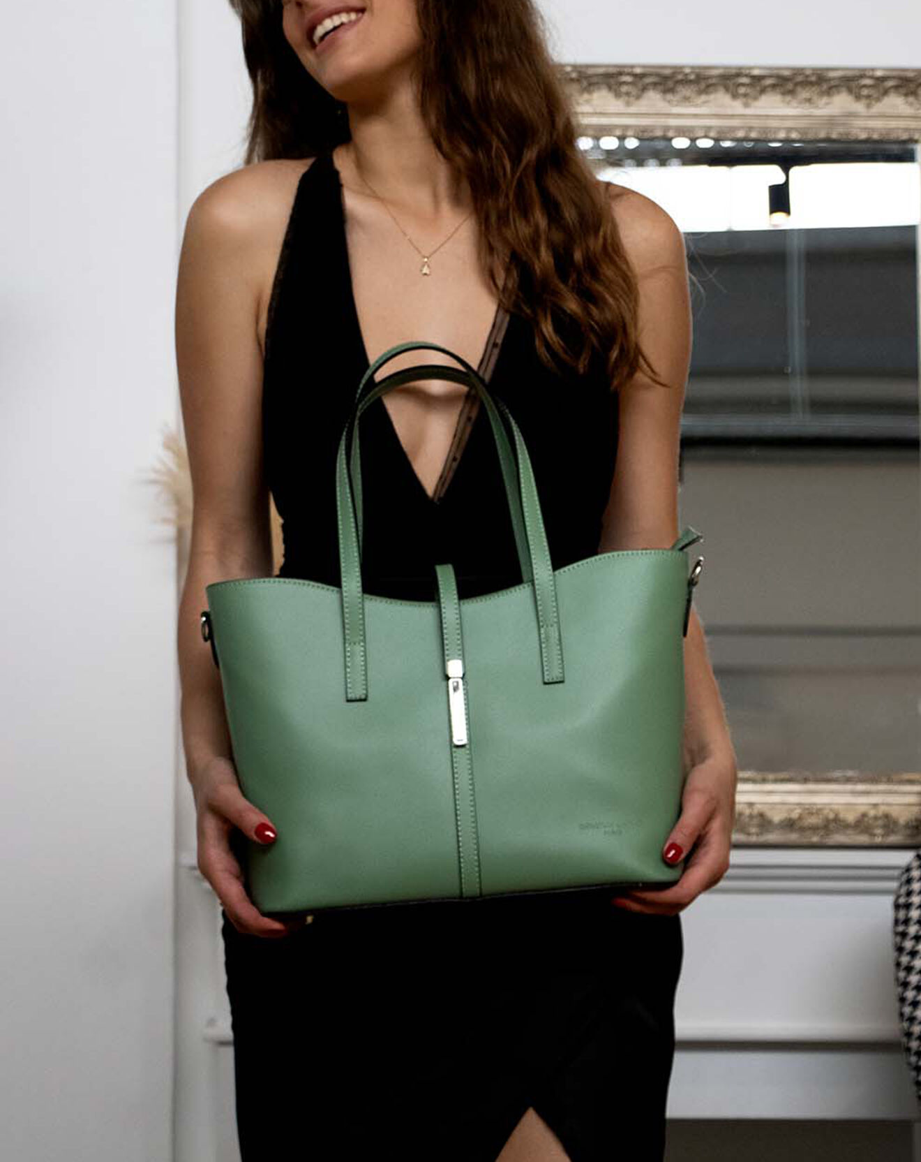 Christian Laurier Sac cabas en Cuir Cécile  menthe - 31x26.50x13.5 cm