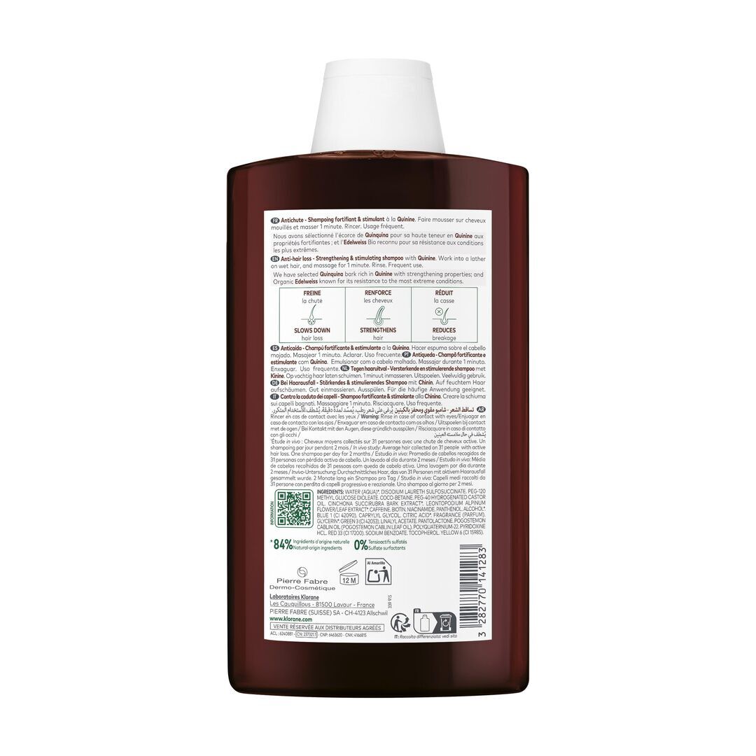 KLORANE  Champô Quinina BIO Fortificante Queda de Cabelo - 400ml