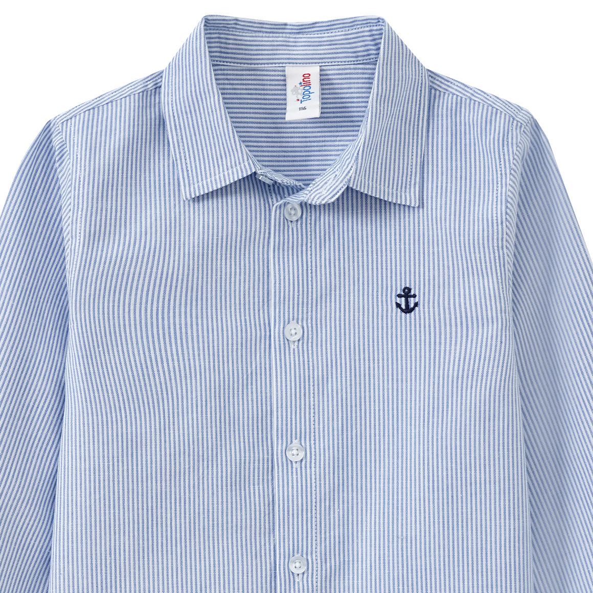 Topolino Jungen Hemd mit kleiner Stickerei blau / weiss