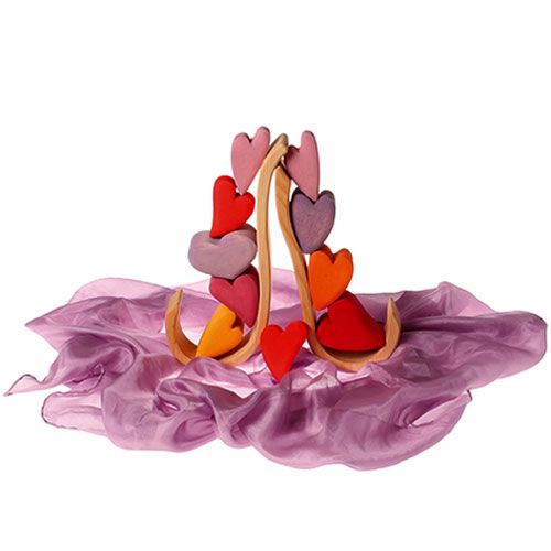 Grimm's houten stapel harten - rood