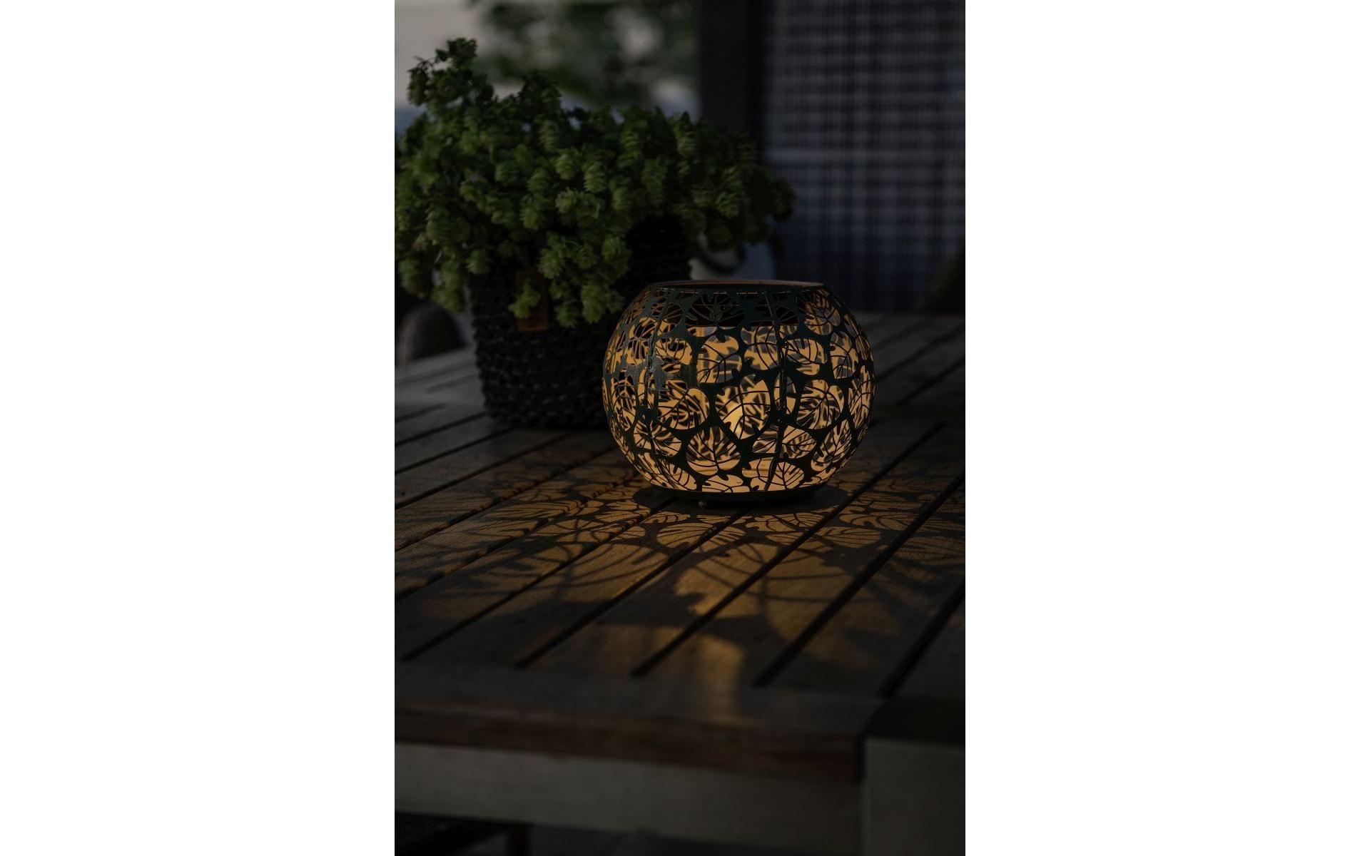 Windlicht Solar Antic Globe Monstera Ø 22 cm, DunkelgrünSolarleuchte zum Aufstellen