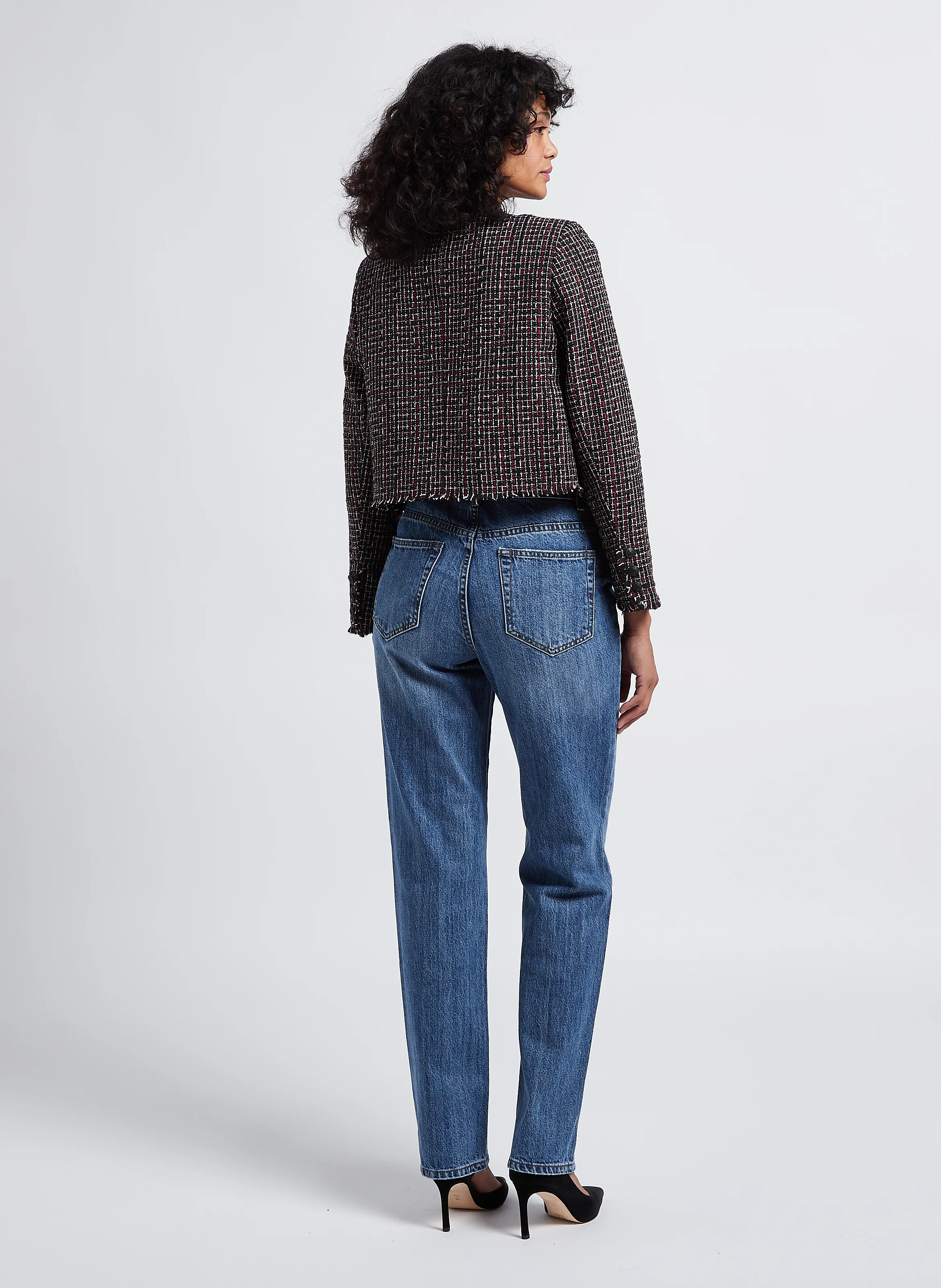 JOLINE - Jean taille haute droit en coton | Bleu