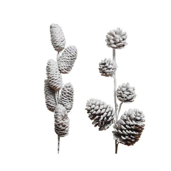 Tige Pommes de Pin enneigées - H.60cm