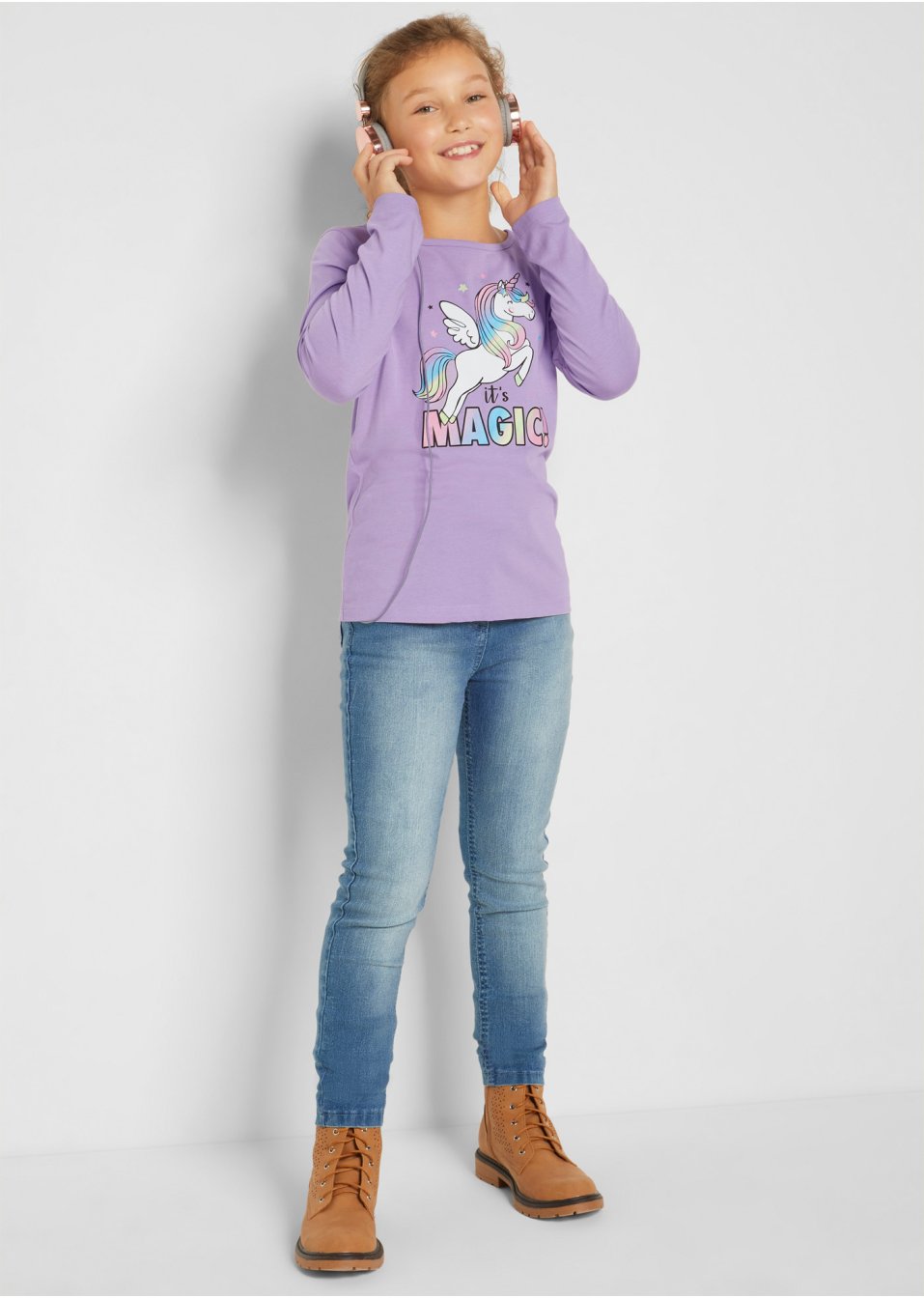 Lot de 2 T-shirts manches longues fille coton