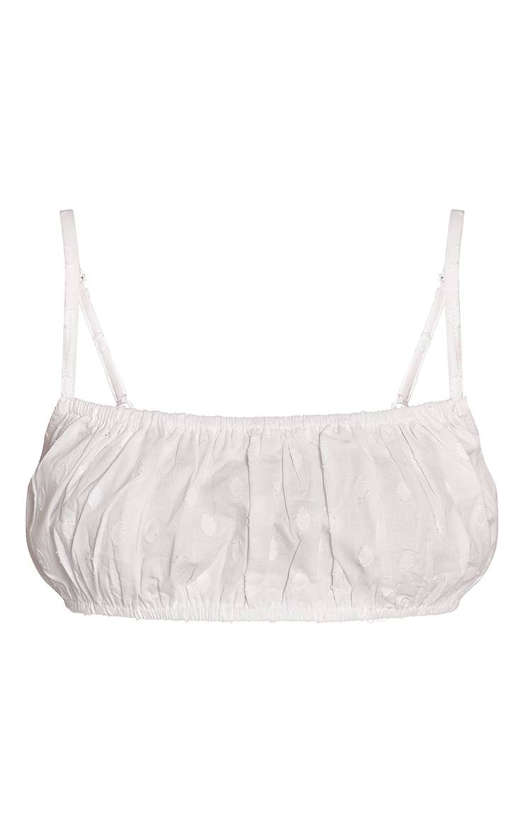 Blanc Ensemble Bralette À Pois En Coton