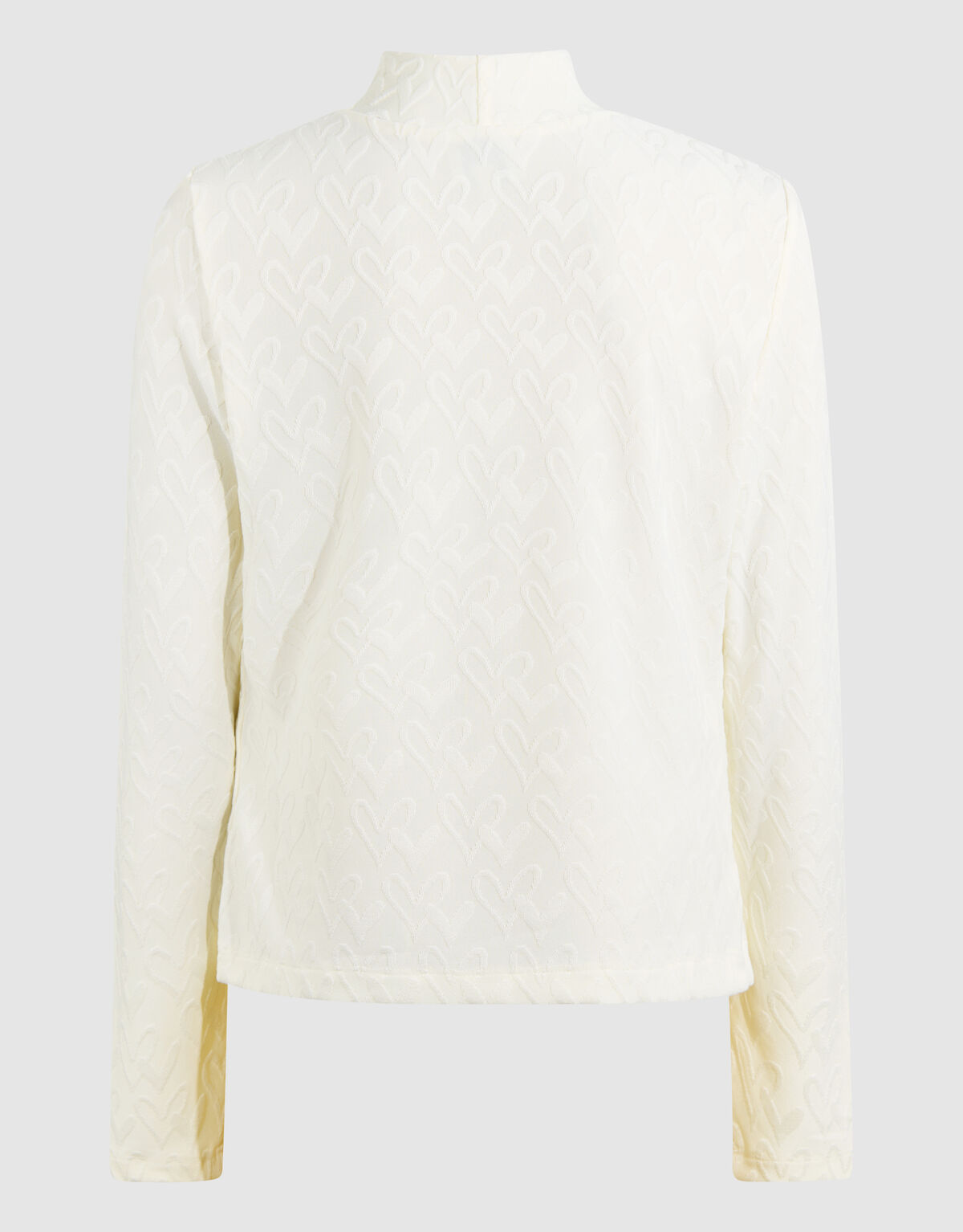 All-Over Heart Longsleeve Top Gebroken Wit