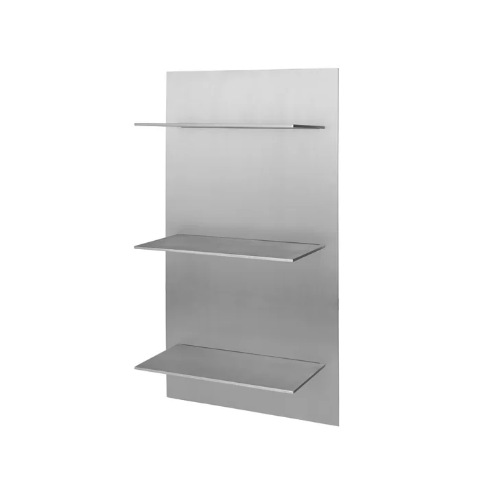 Ferm Living - Lager Triple Wandregal, Small, Aluminium gebüstet