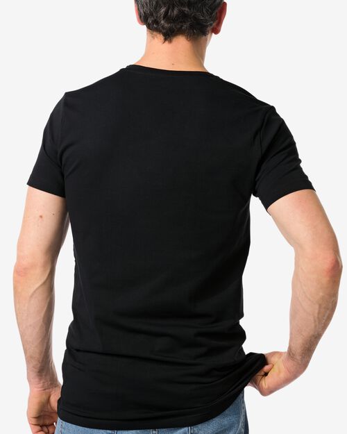 t-shirt homme slim fit col en v - extra long noir