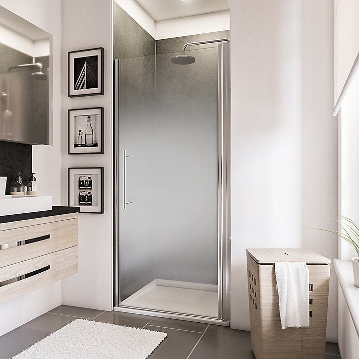 Porte de douche pivotante, 90 x 192 cm, Schulte NewStyle, verre transparent anticalcaire, Brouillard