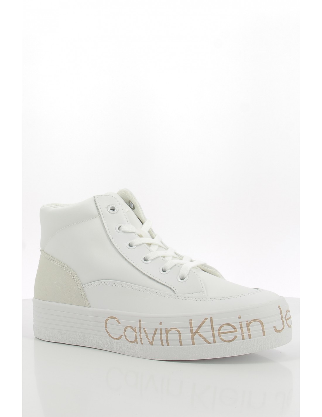 calvin klein Baskets montantes compensées femme vulcanized flatform mid wrap blanc