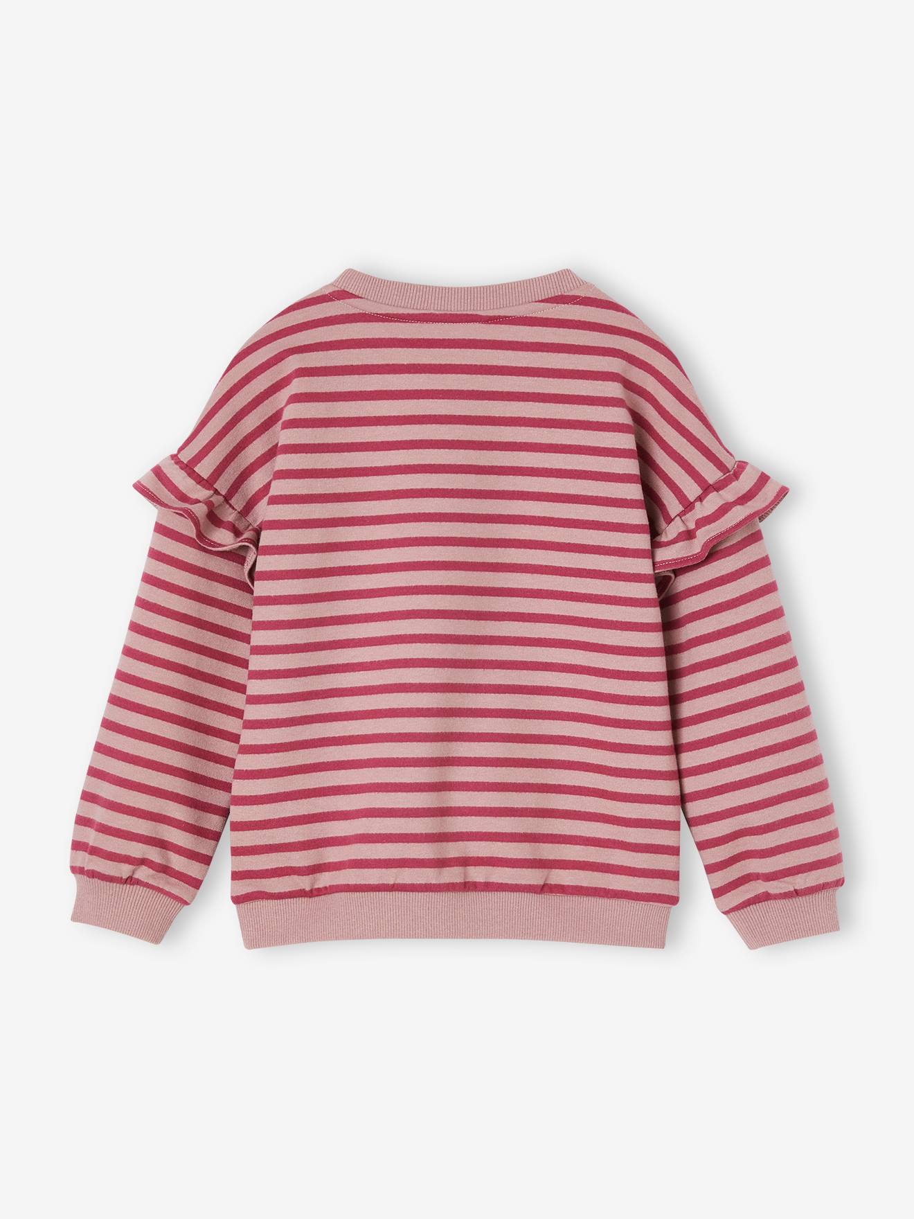 Blusa de moletom estilo marinheiro com mangas bufantes para meninas, listras verdes
